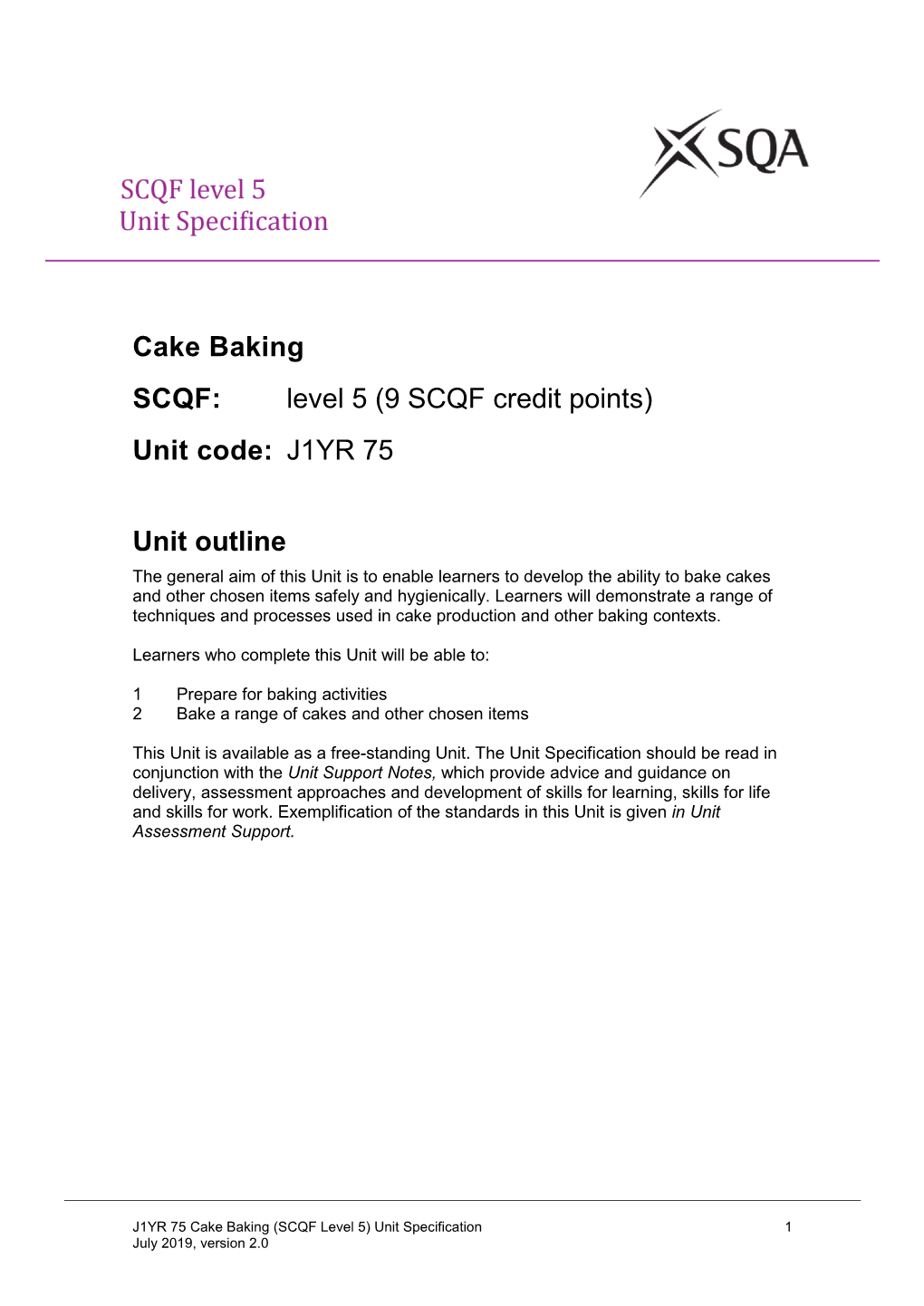 Cake Baking SCQF: Level 5