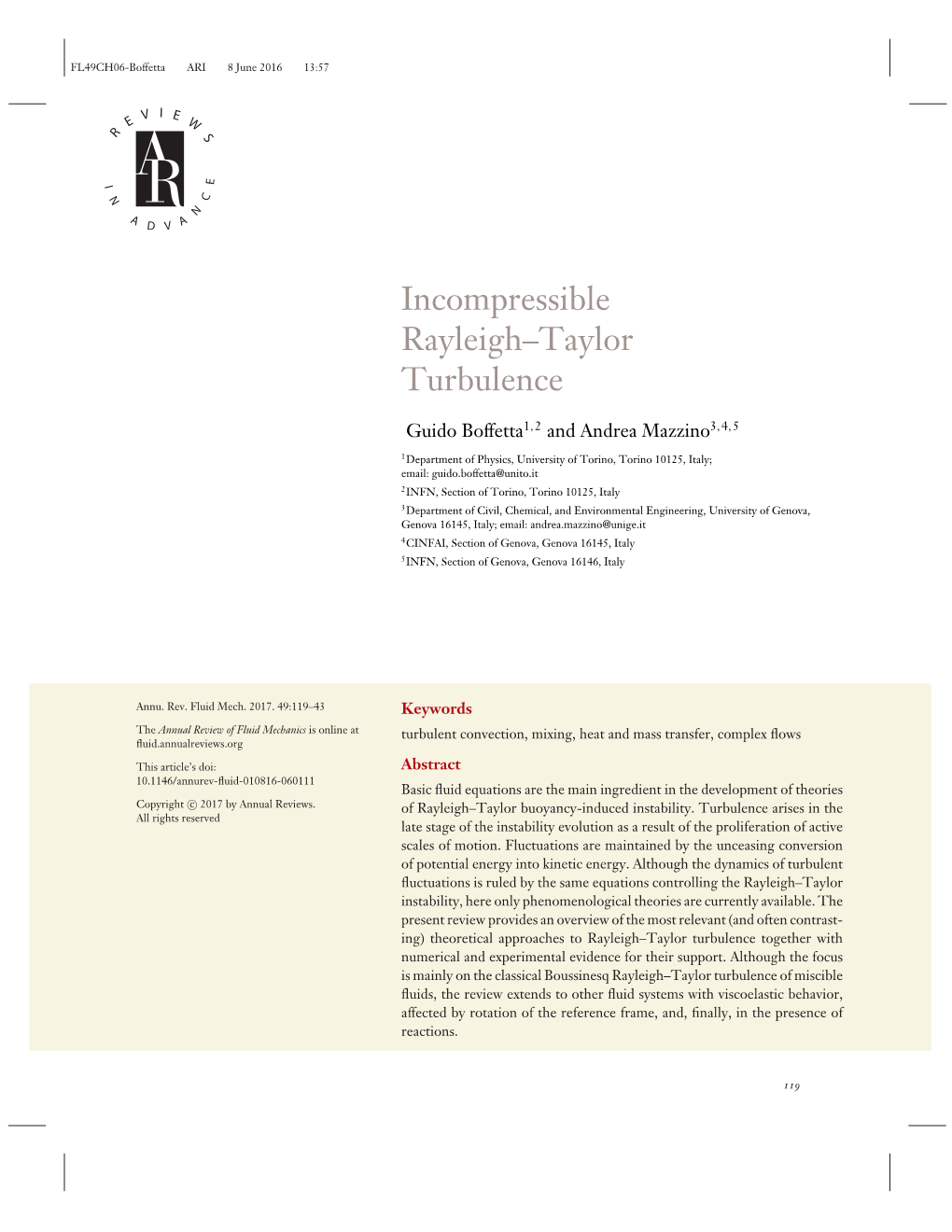 Incompressible Rayleigh–Taylor Turbulence