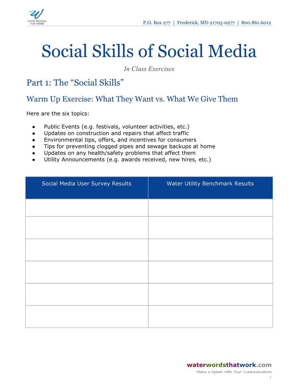 Social Skills of Social Media in Class Exercises Part 1: the “Social Skills”