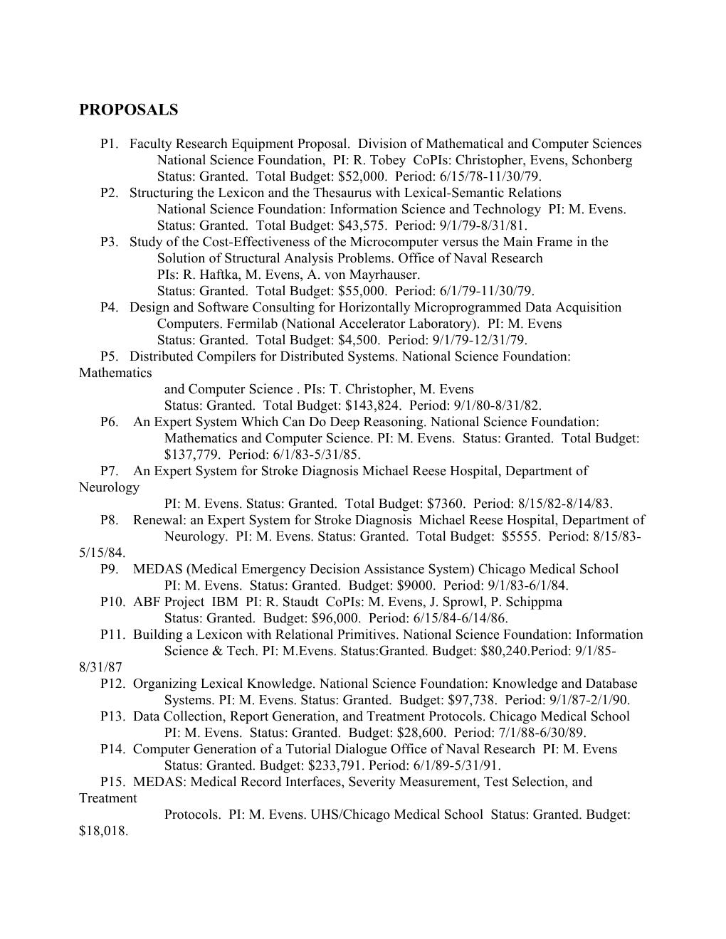 P1. Faculty Research Equipment Proposal. Division of Mathematical and Computer Sciences