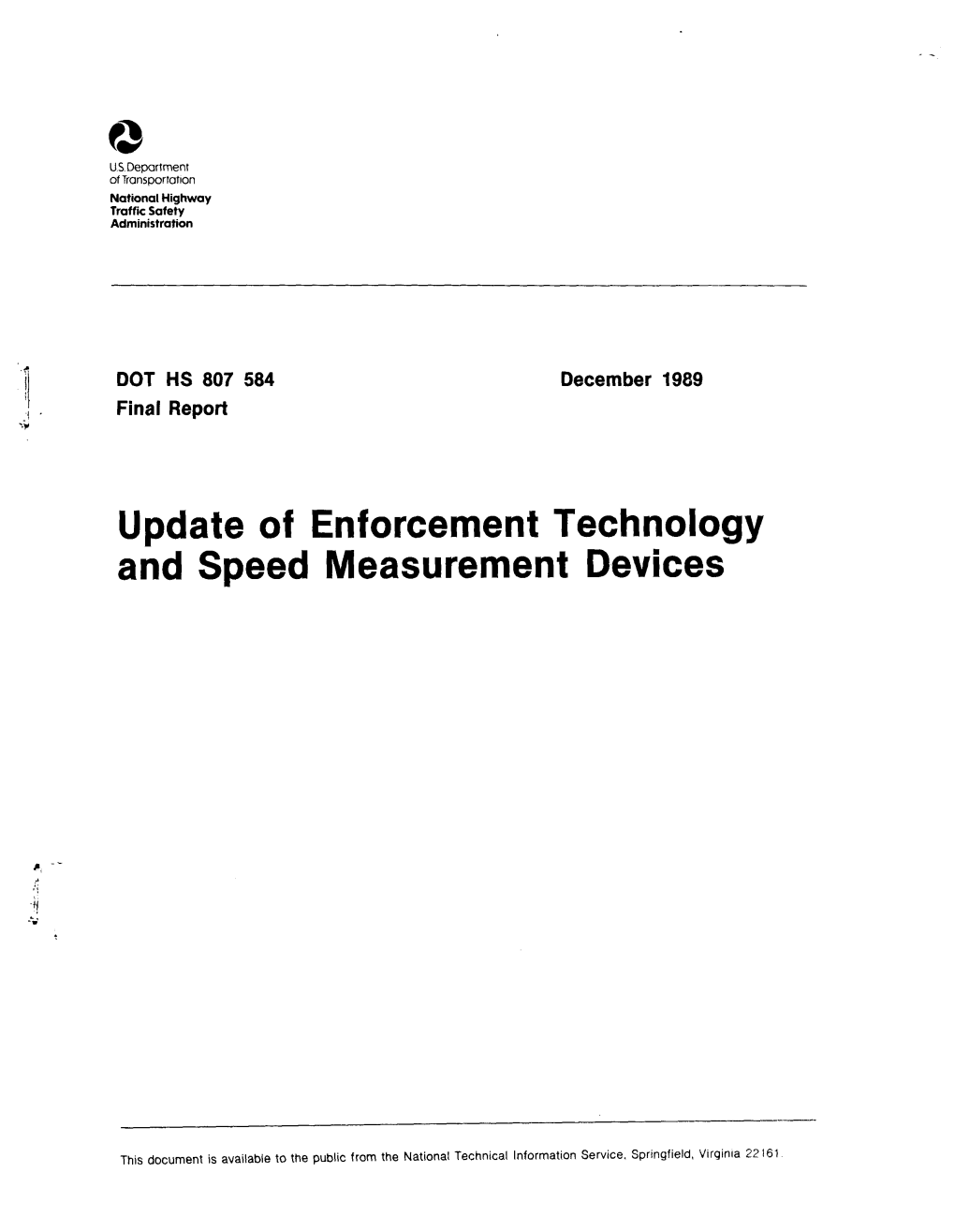 Update of Enforcement Technology and Speed Measurement Devices