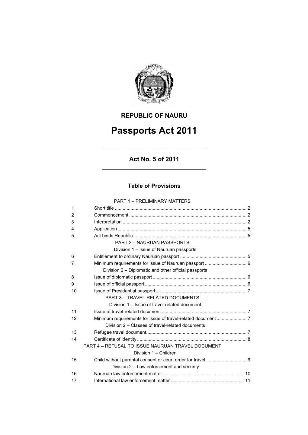 Passports Act 2011