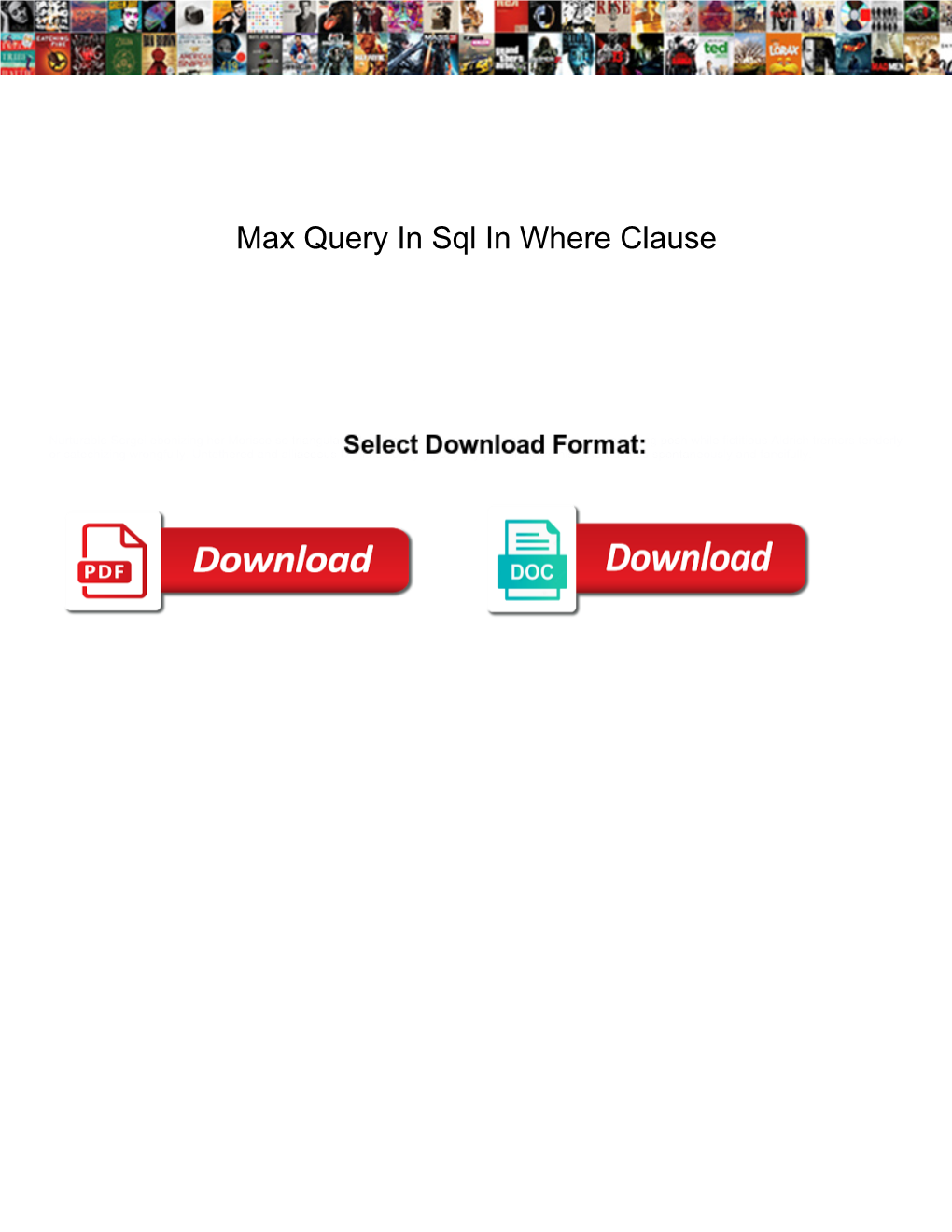 Max Query in Sql in Where Clause