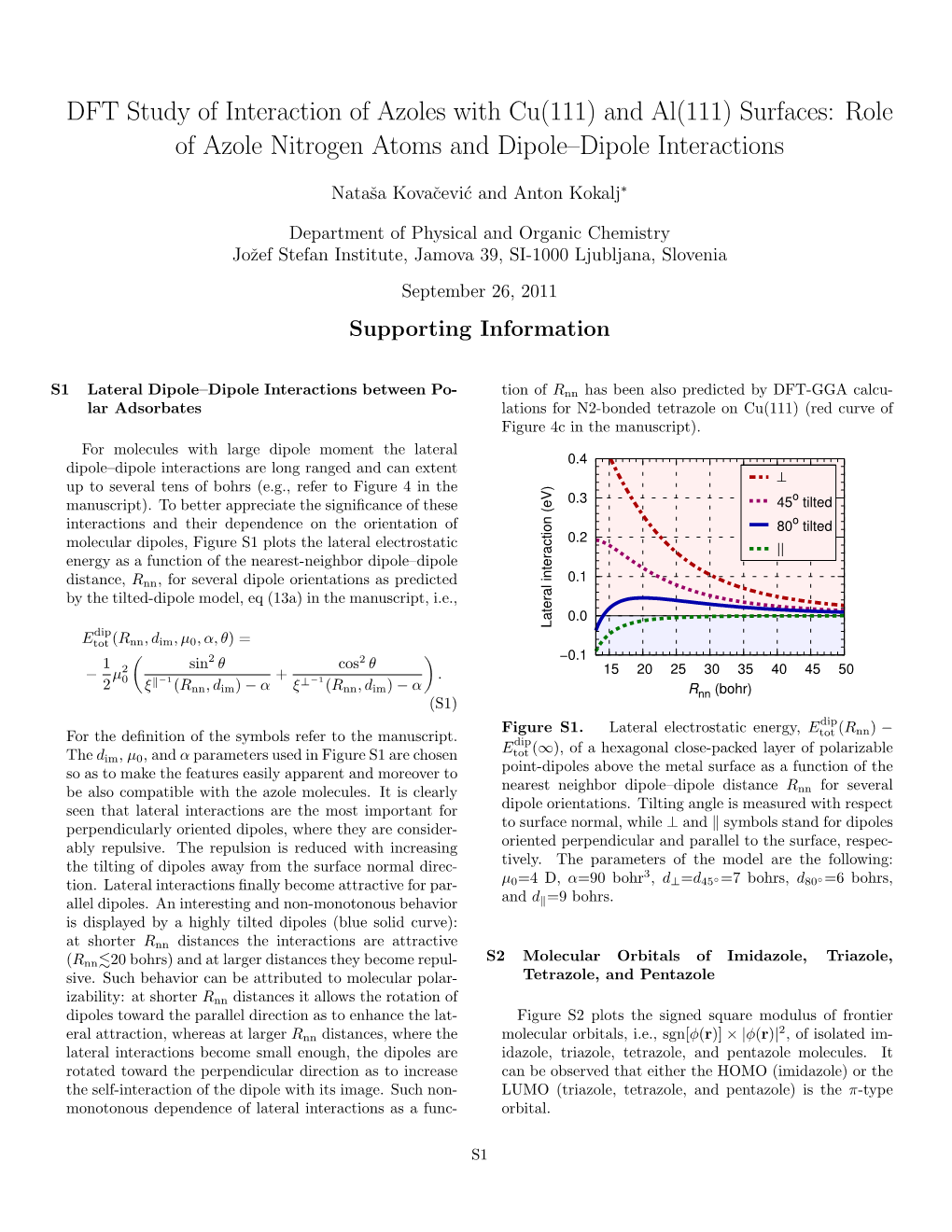 And Al(111) Surfaces: Role of Azole Nitrogen Atoms and Dipole–Dipole Interactions