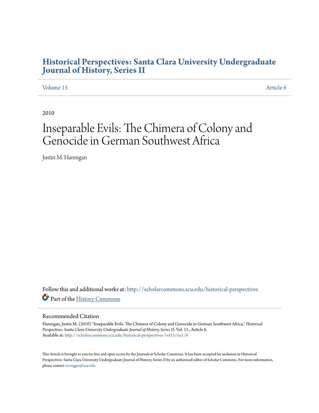 The Chimera of Colony and Genocide in German Southwest Africa