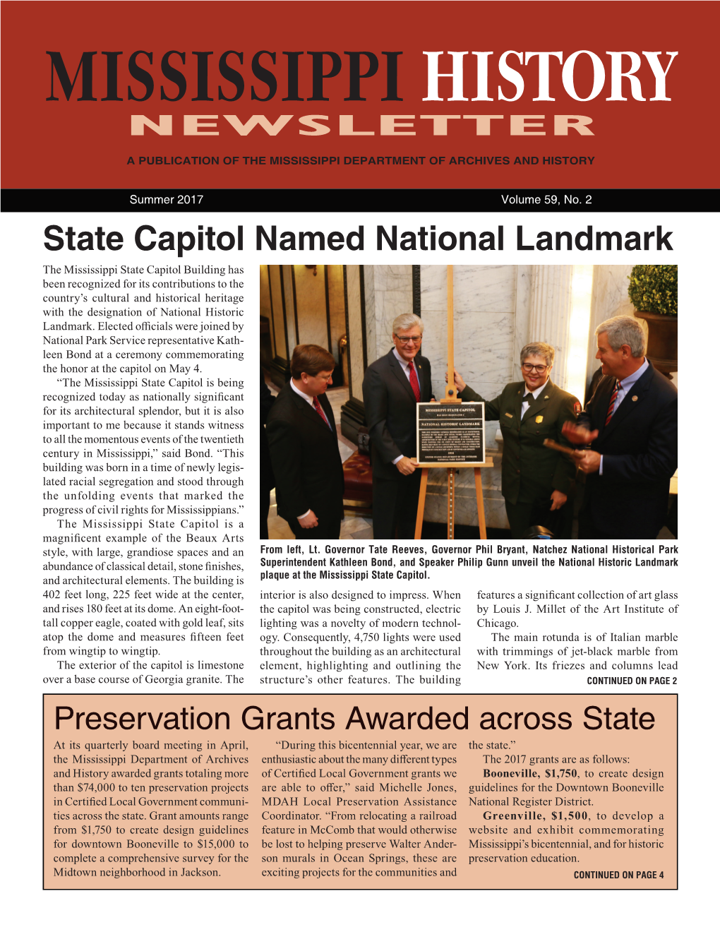 MISSISSIPPI HISTORY Newsletter