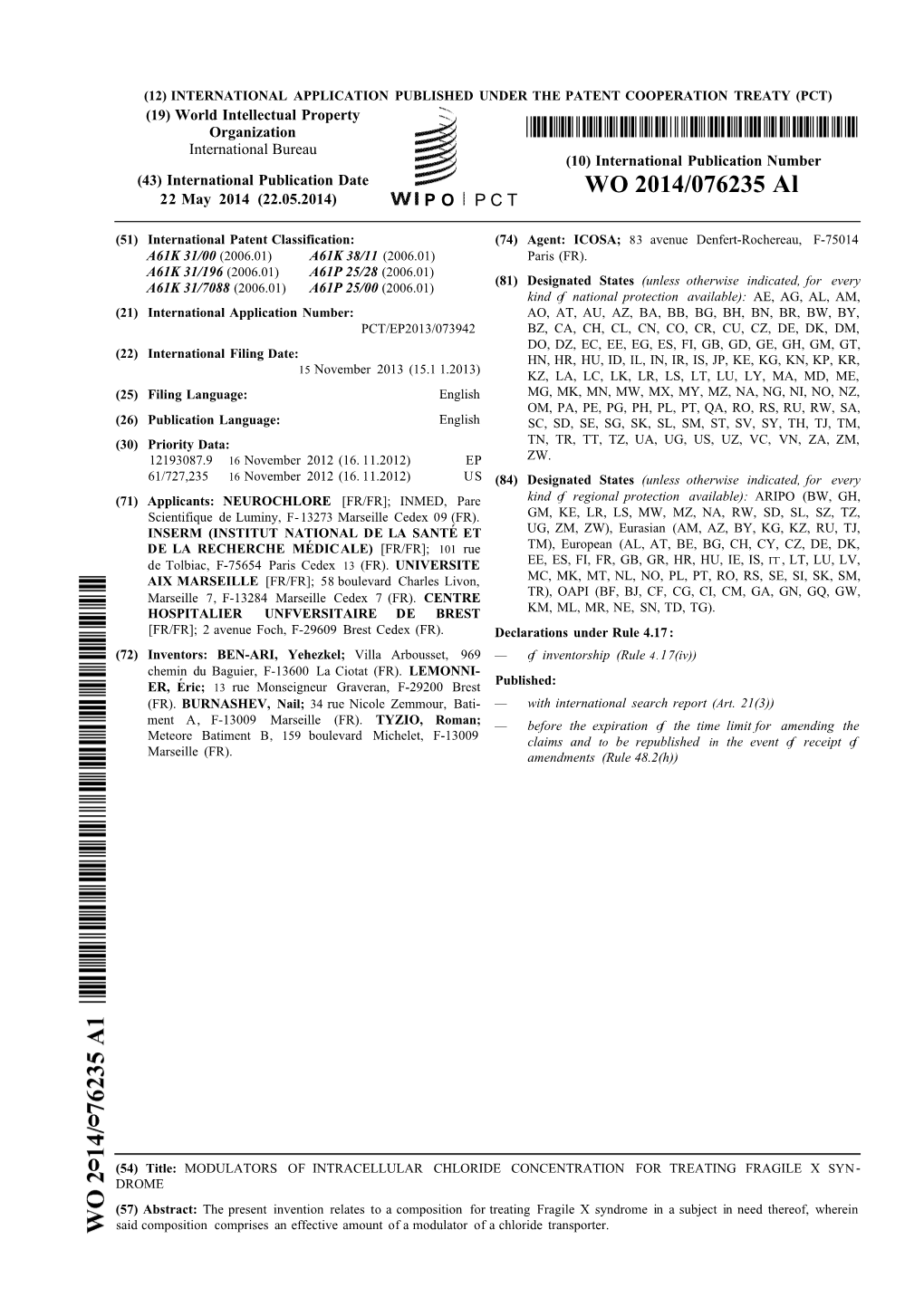 WO 2014/076235 Al 22 May 2014 (22.05.2014) P O P C T