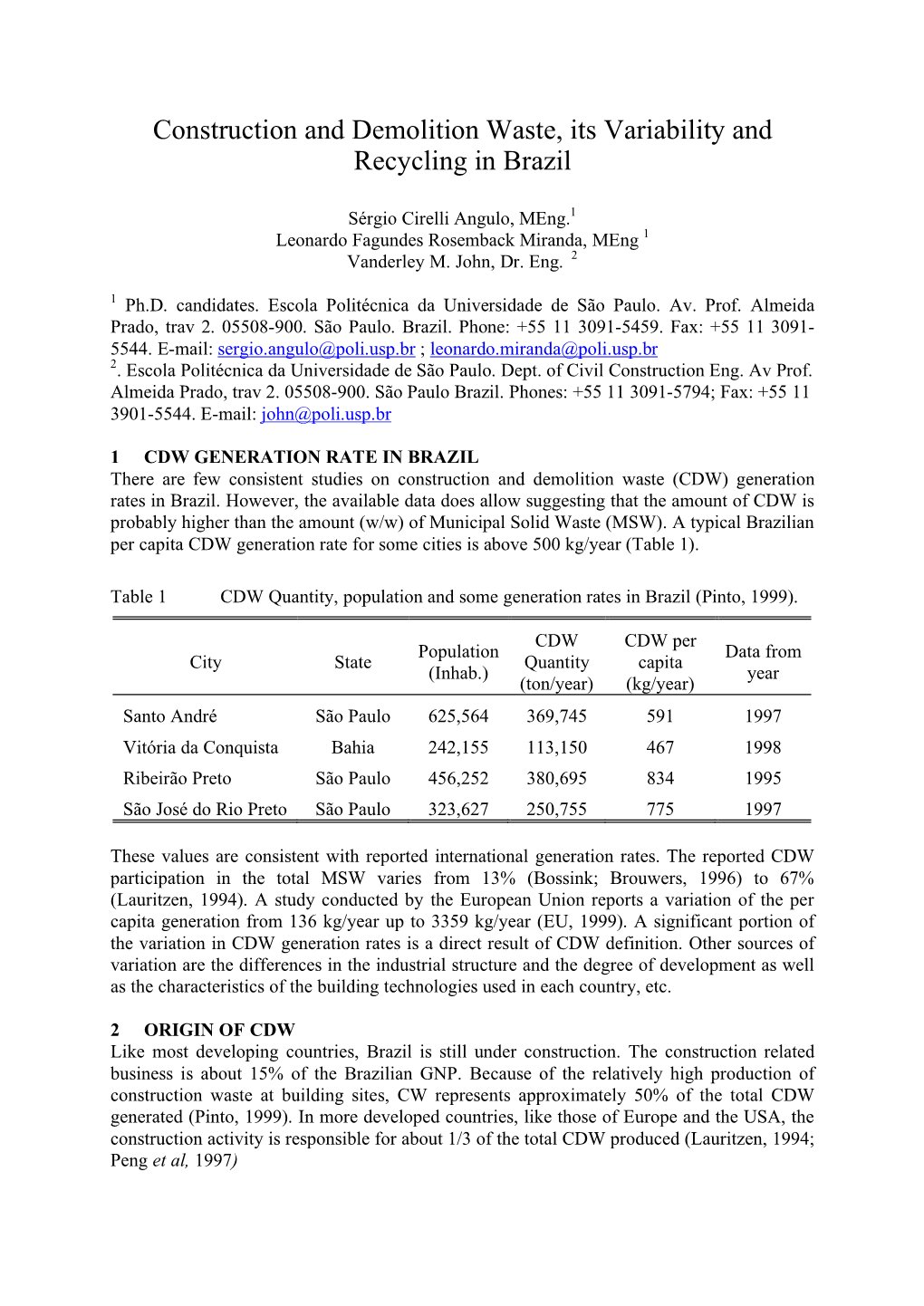 Construction and Demolition Waste, Its Variability and Recycling in Brazil