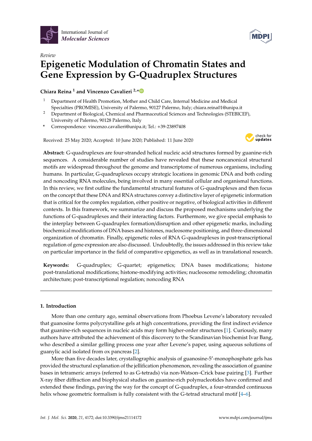 Epigenetic Modulation of Chromatin States and Gene Expression by G-Quadruplex Structures