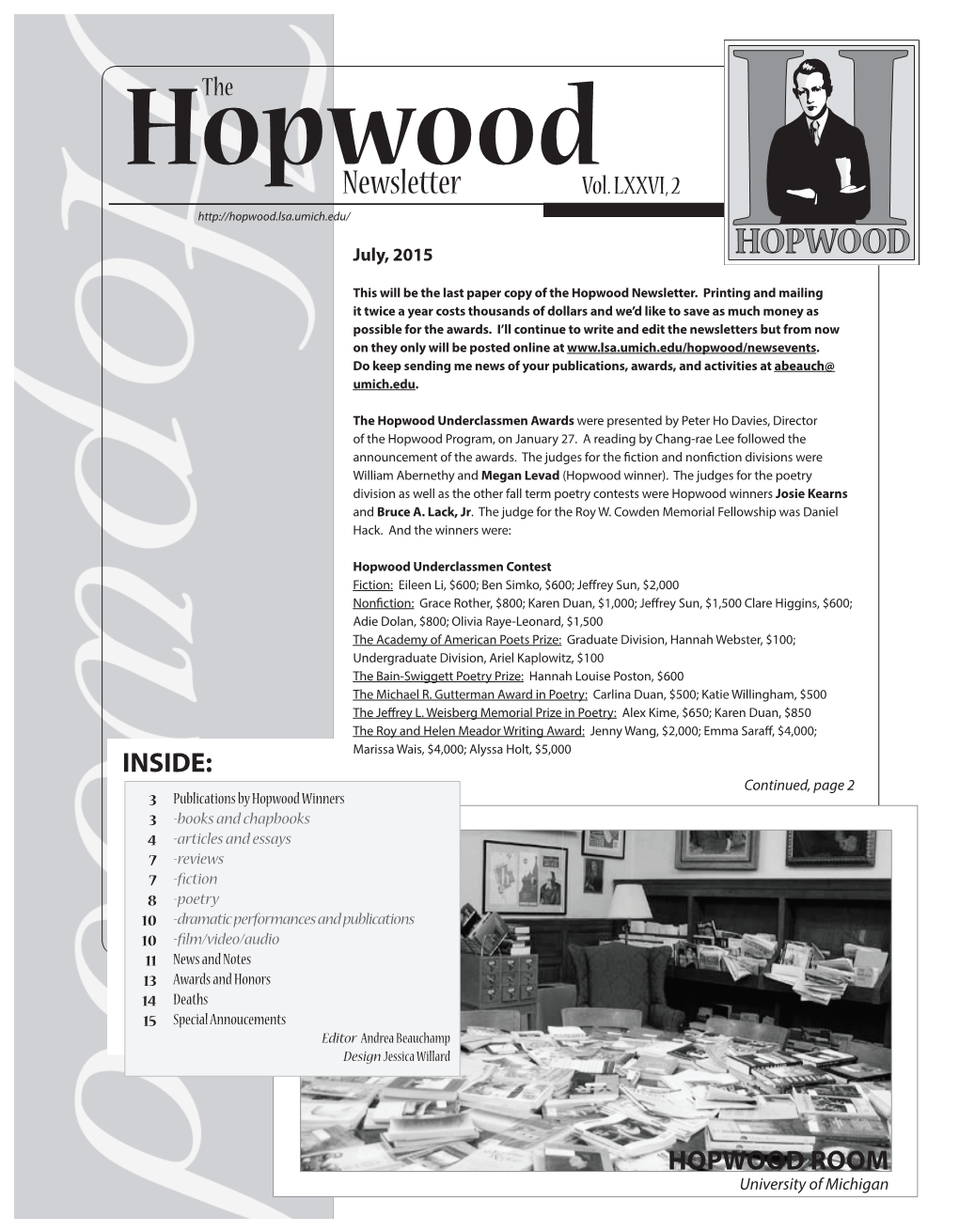 Hopwood Newsletter Vol