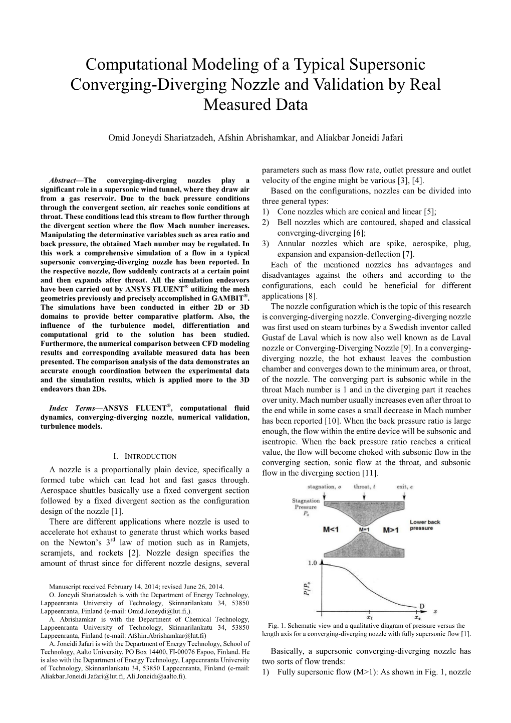 Computational Modeling of a Typical Supersonic Converging-Diverging Nozzle and Validation by Real Measured Data