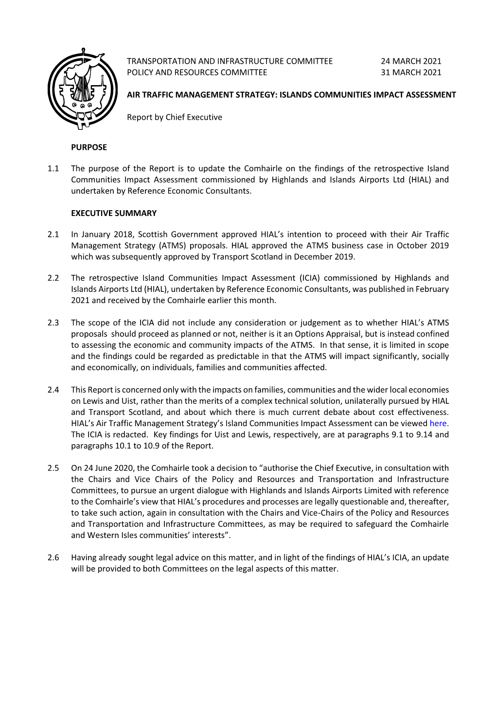 Air Traffic Management Strategy Islands Communties Impact