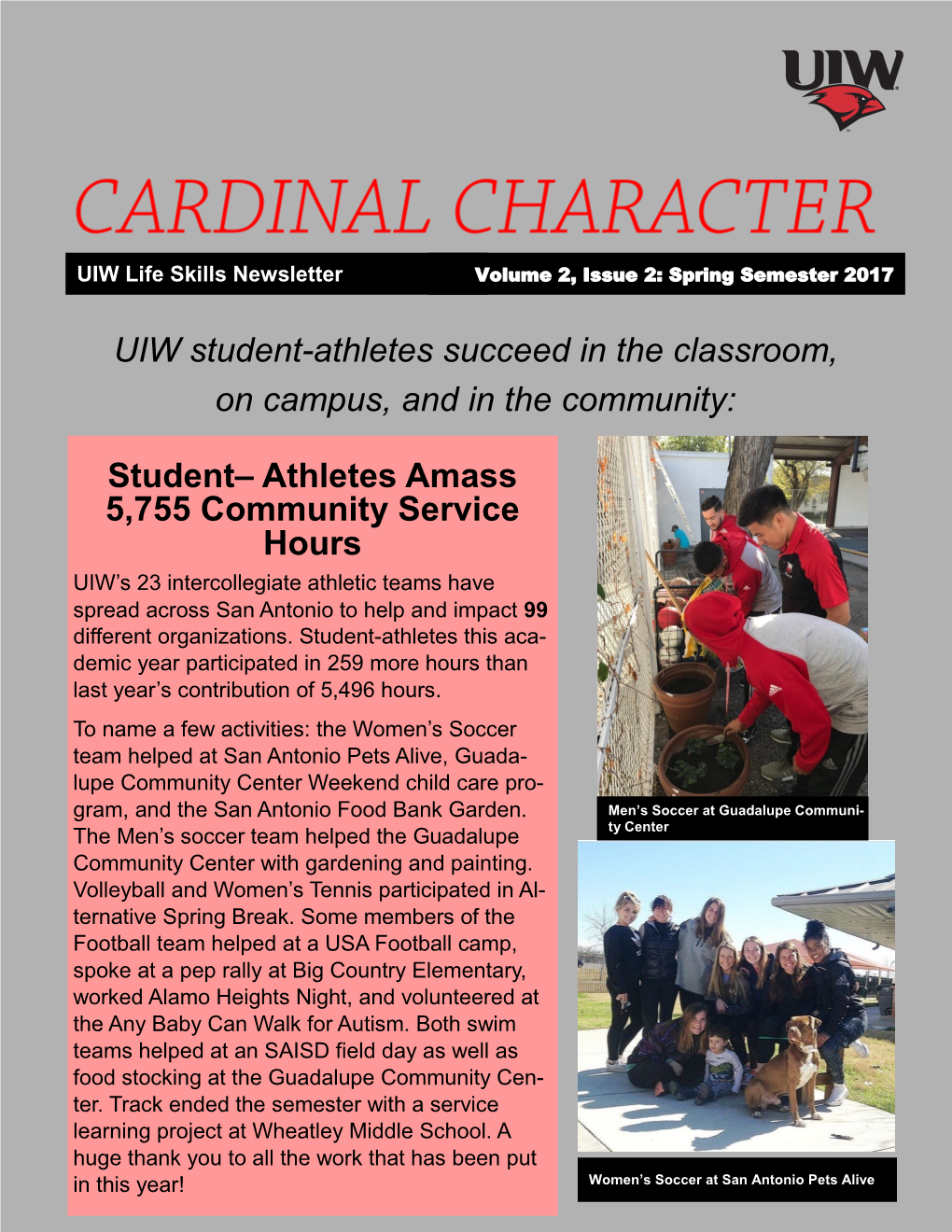 Student– Athletes Amass 5,755 Community Service Hours UIW