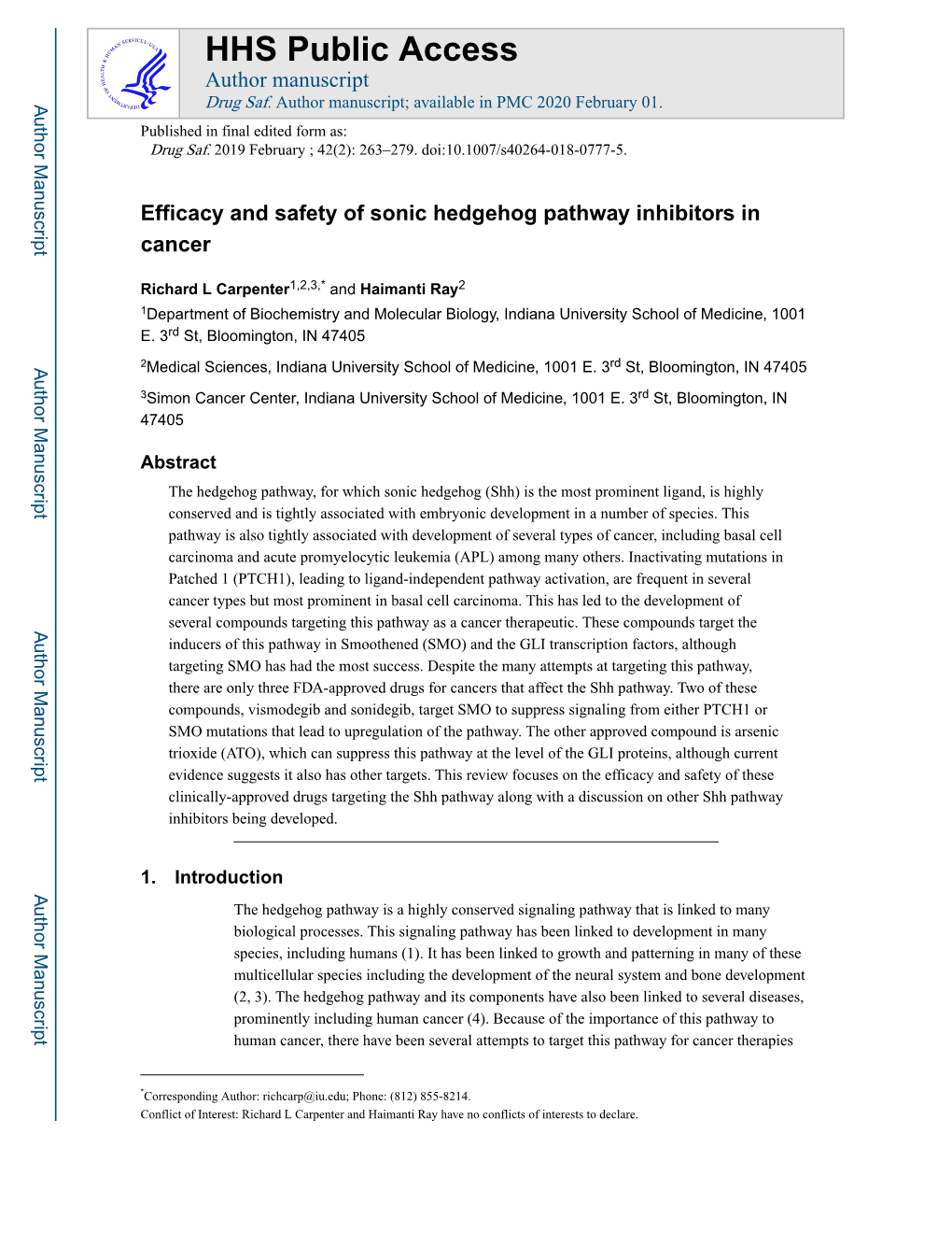 Efficacy and Safety of Sonic Hedgehog Pathway Inhibitors in Cancer