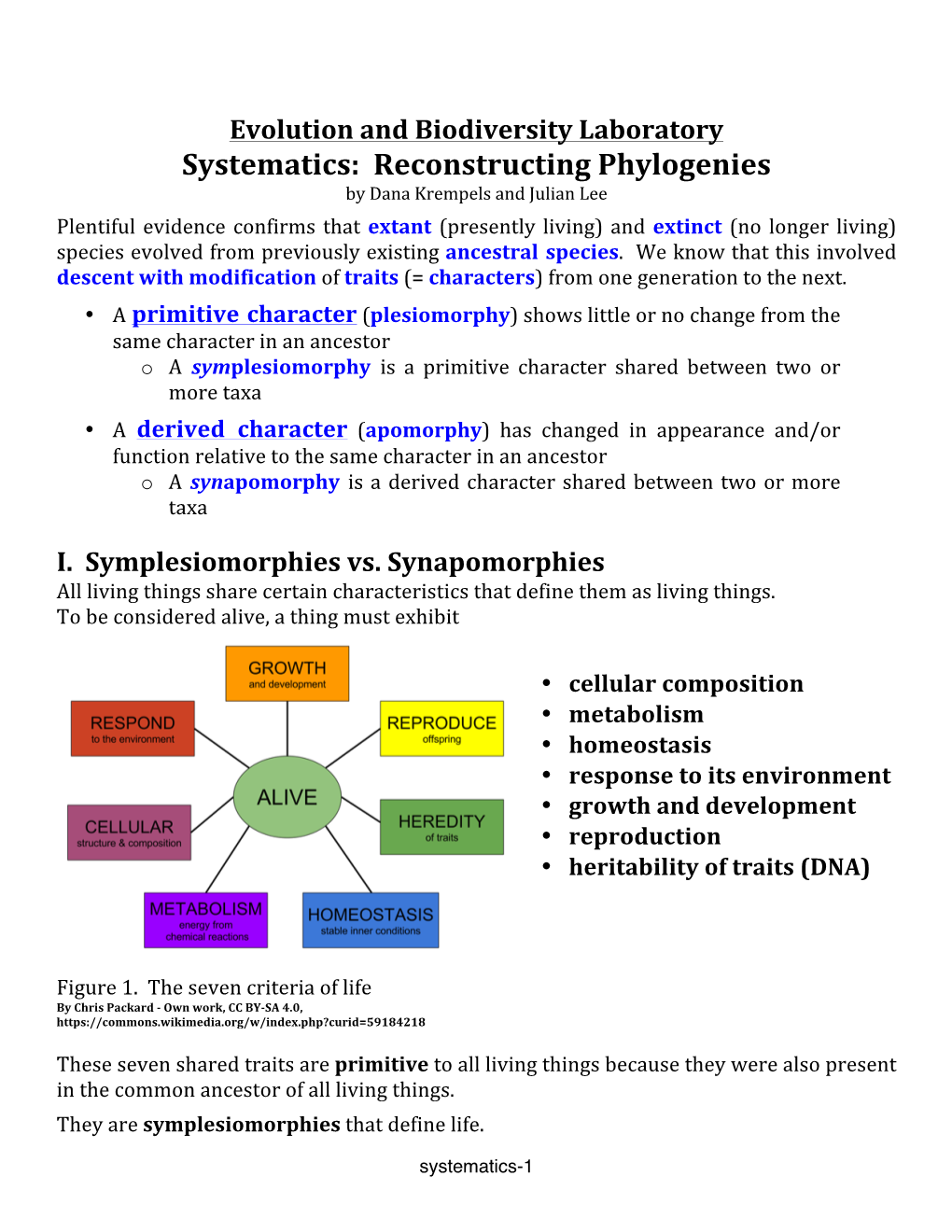 Systematics: Reconstructing Phylogenies by Dana Krempels and Julian Lee