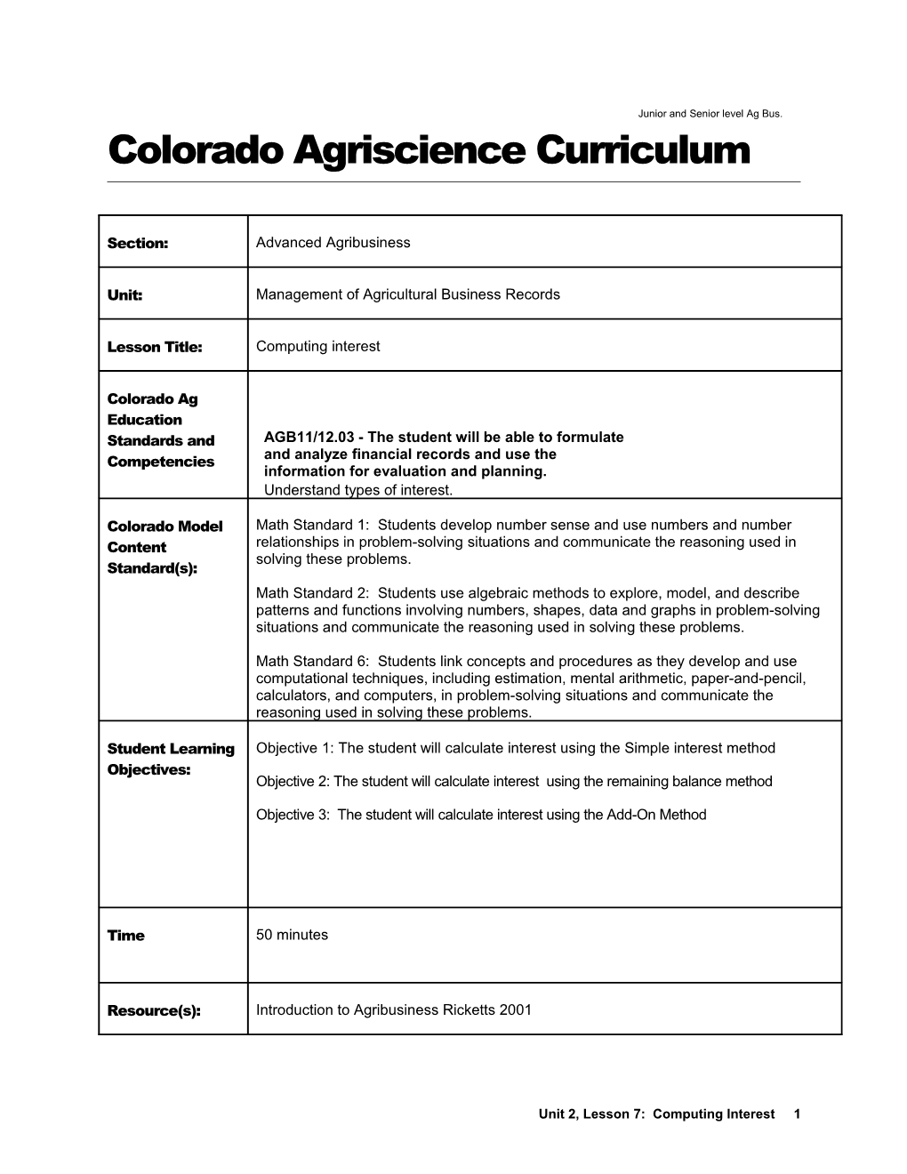 Colorado Agriscience Curriculum s5