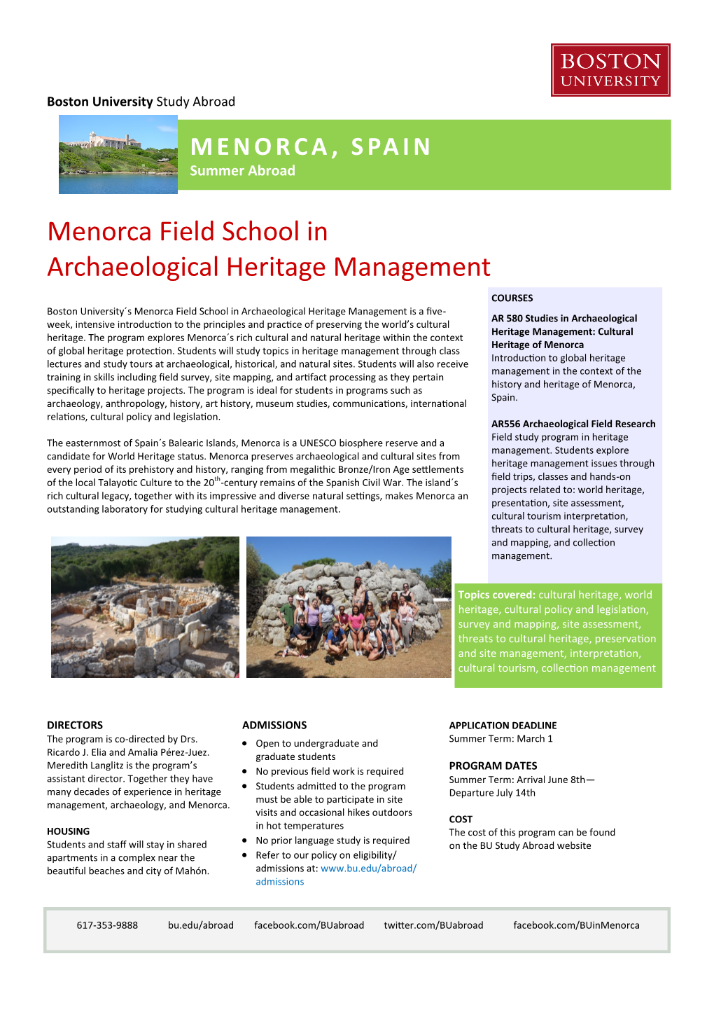 Menorca Field School in Archaeological Heritage Management