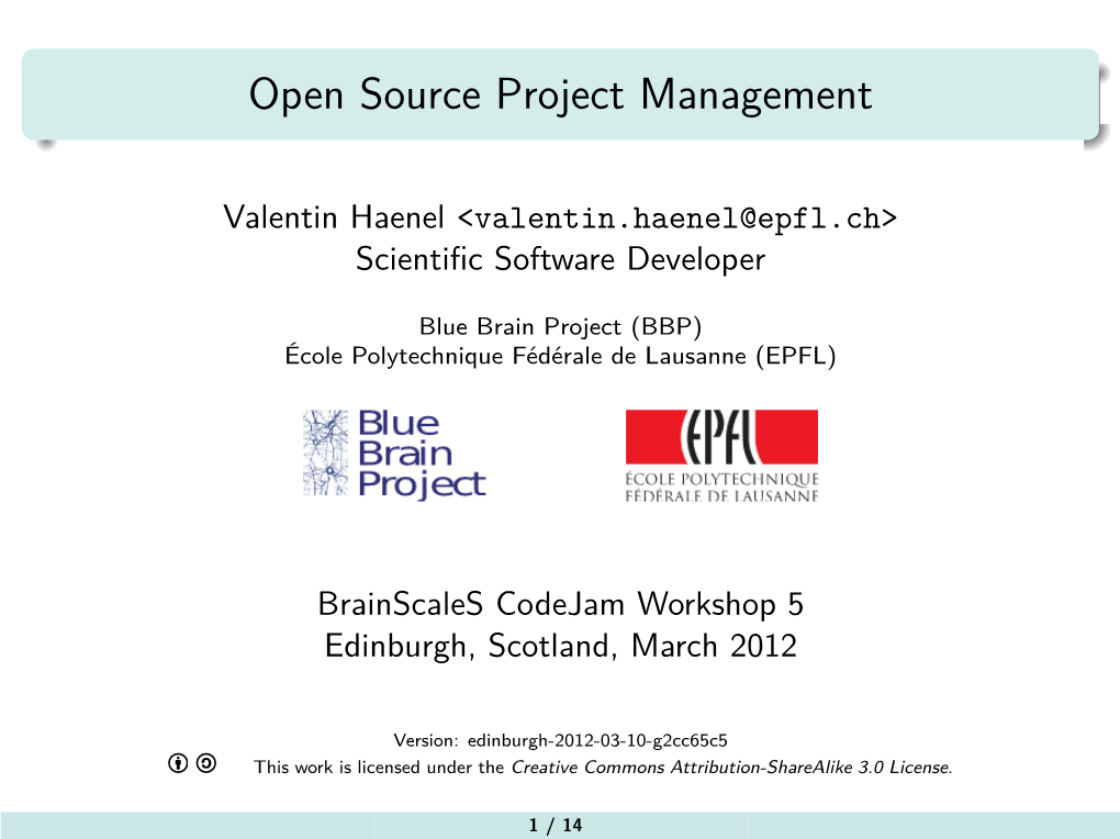 Open Source Project Management