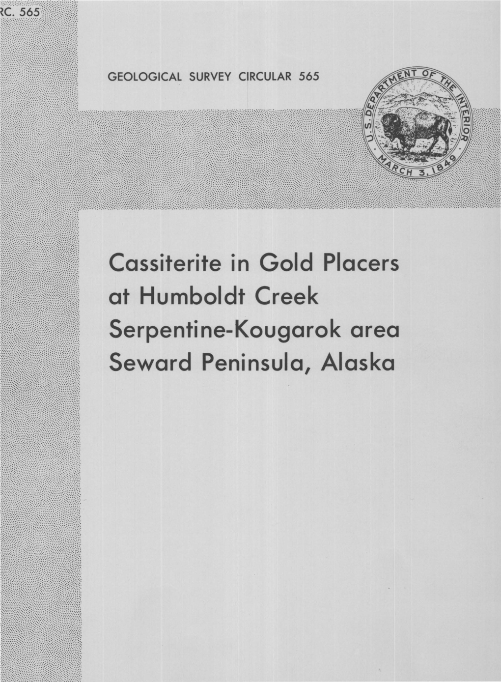 Cassiterite in Gold Placers at Humboldt Creek Serpentine-Kougarok Area Seward Peninsula, Alaska