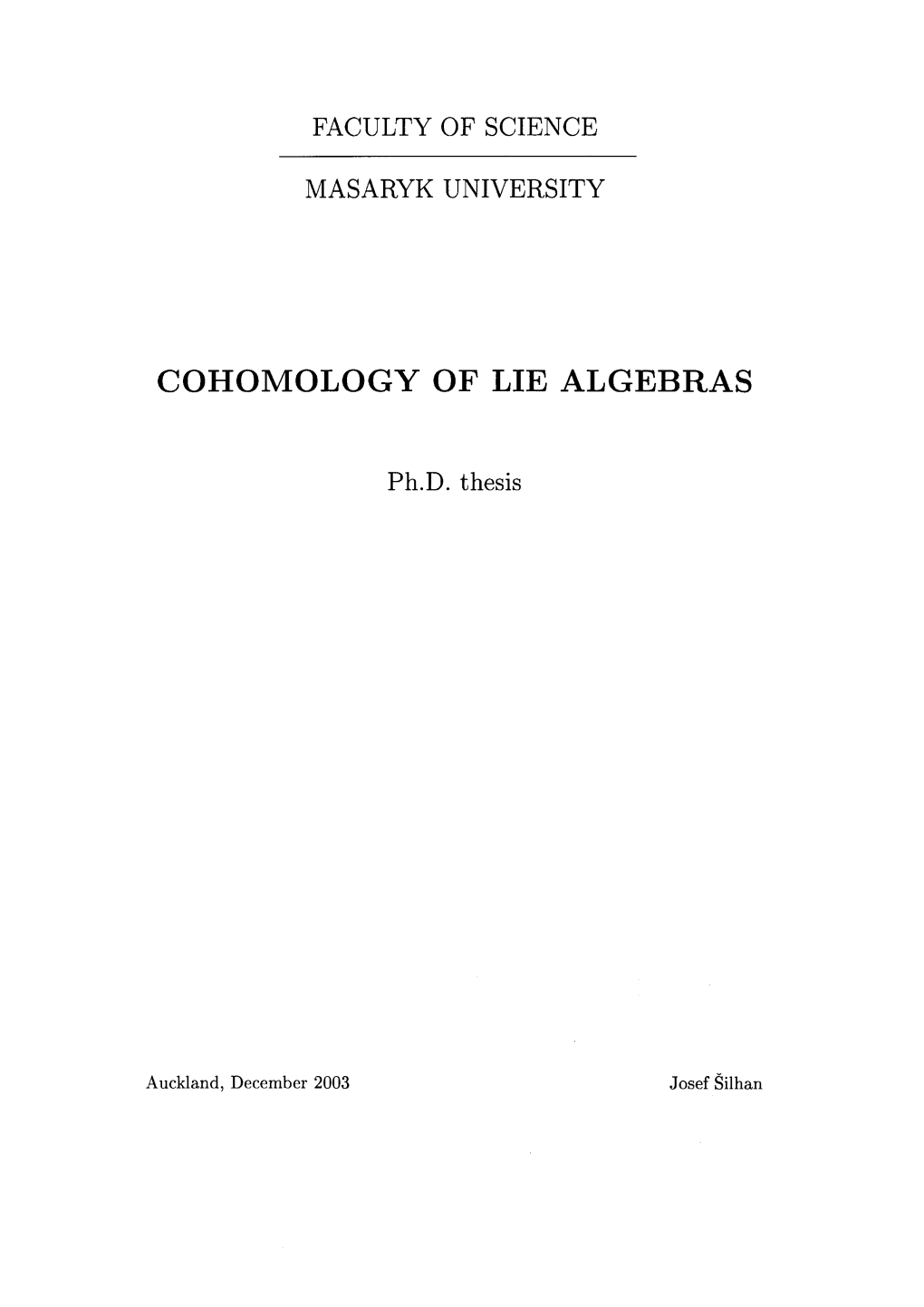 Cohomology of Lie Algebras