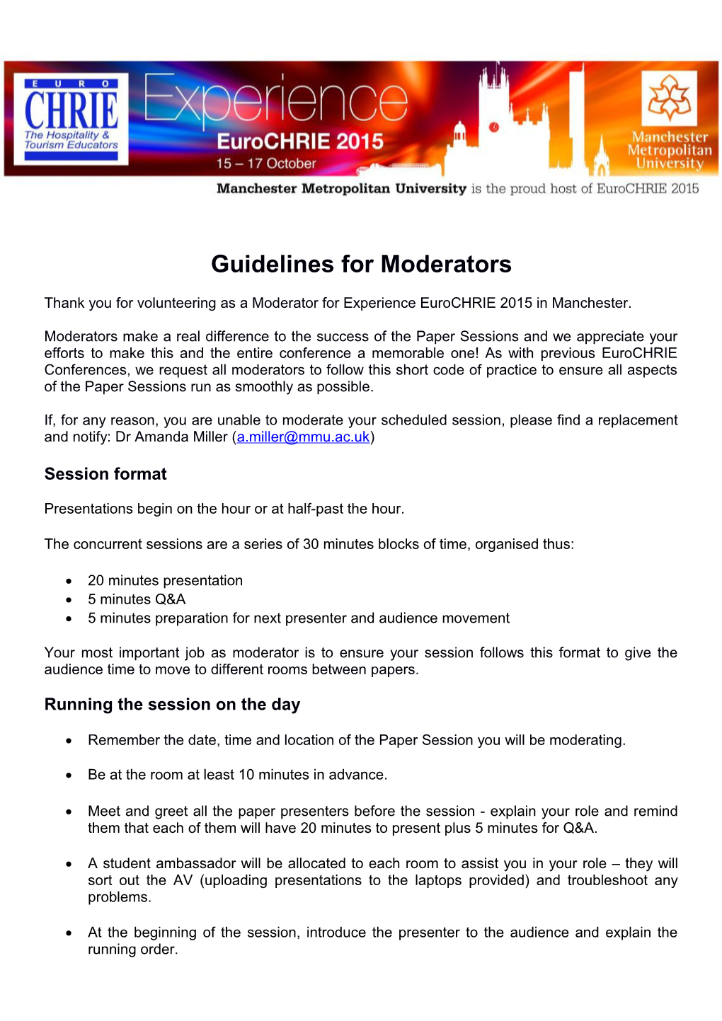 Guidelines for Moderators