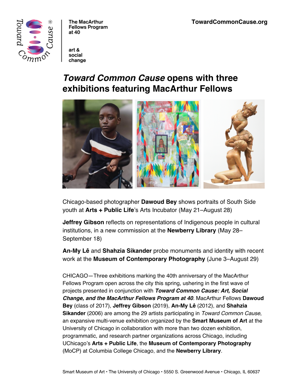 Toward Common Cause Spring Exhibitions (PDF)