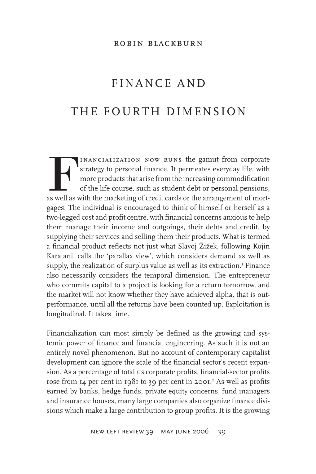 Finance and the Fourth Dimension