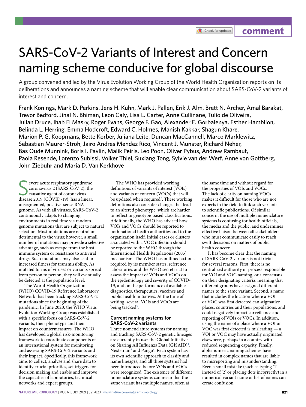 SARS-Cov-2 Variants of Interest and Concern Naming Scheme Conducive for Global Discourse