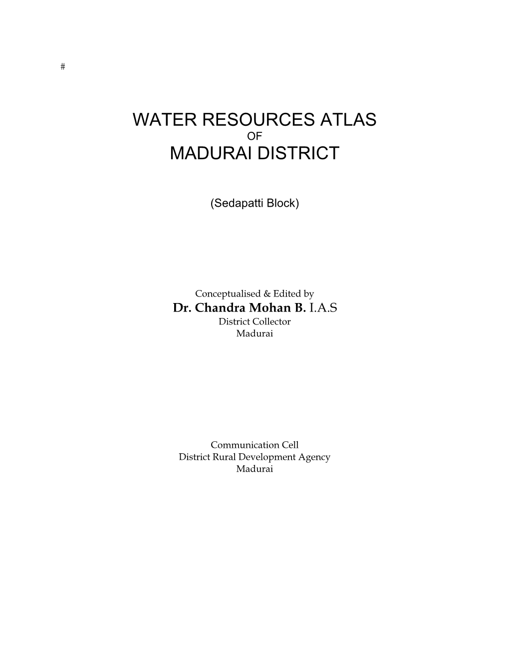 Water Resources Atlas Madurai District