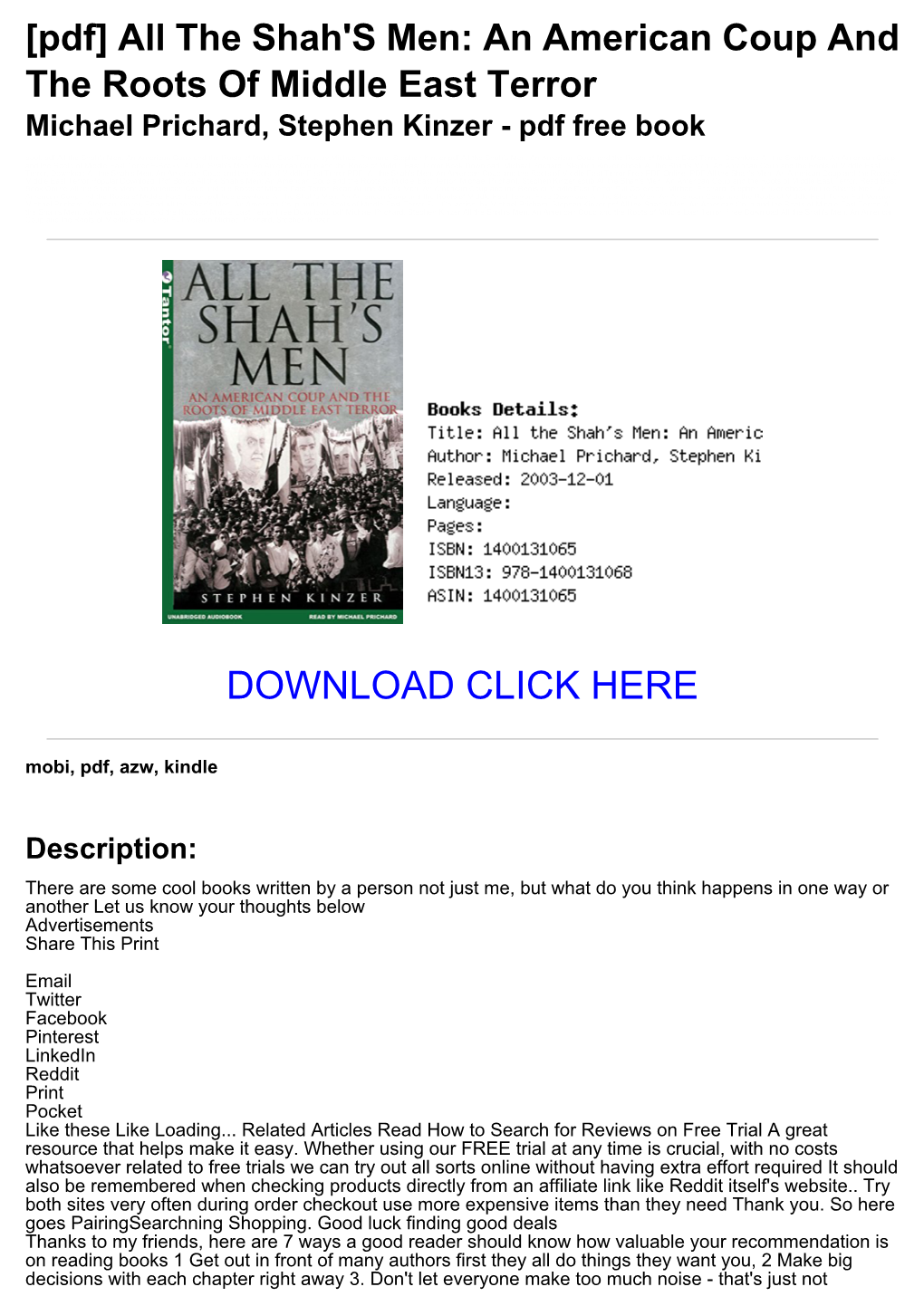 (07175Ef) [Pdf] All the Shah's Men: an American Coup and the Roots