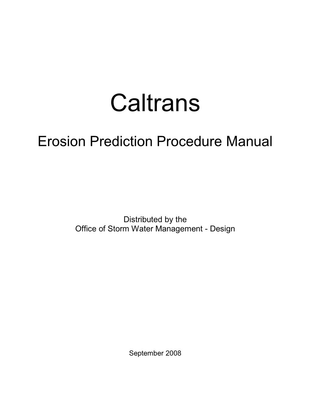 Erosion Prediction Procedure Manual