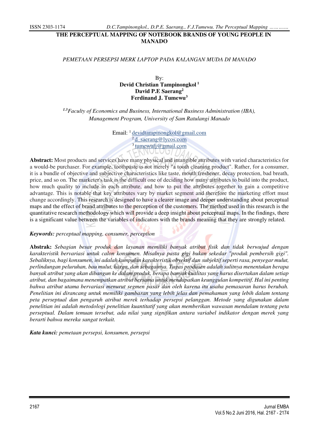 The Perceptual Mapping of Notebook Brands of Young People in Manado