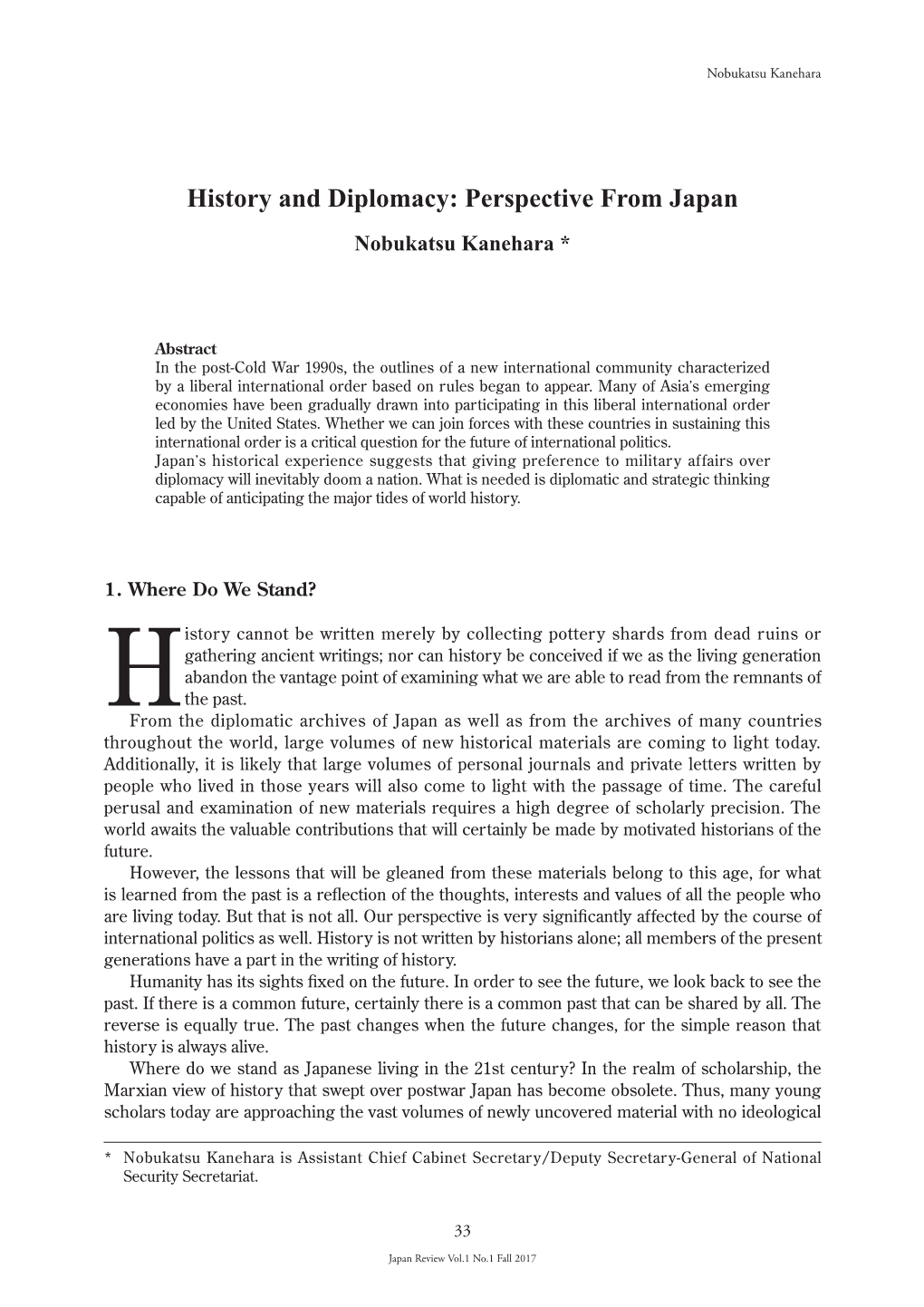 Nobukatsu Kaneharahistory and Diplomacy: Perspective from Japan