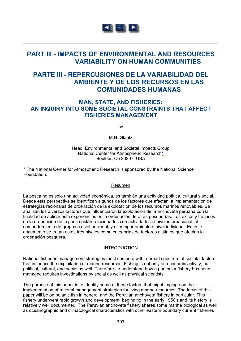 Impacts of Environmental and Resources Variability on Human Communities