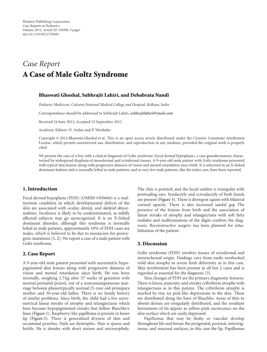 A Case of Male Goltz Syndrome