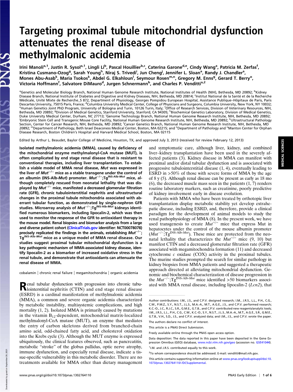 Targeting Proximal Tubule Mitochondrial Dysfunction Attenuates the Renal Disease of Methylmalonic Acidemia