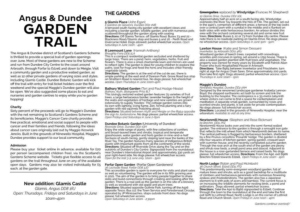 Angus and Dundee Garden Trail Leaflet Printable