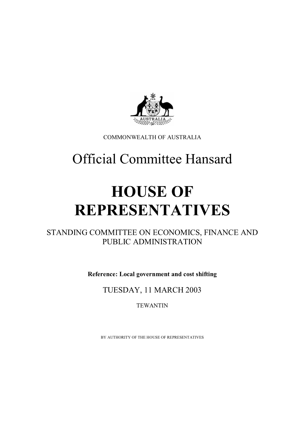 Official Committee Hansard