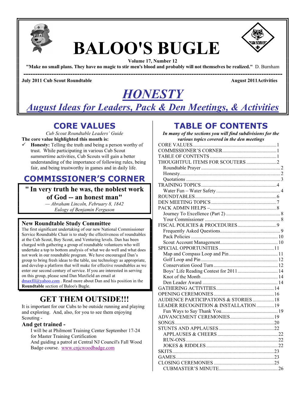 BALOO's BUGLE Volume 17, Number 12 "Make No Small Plans
