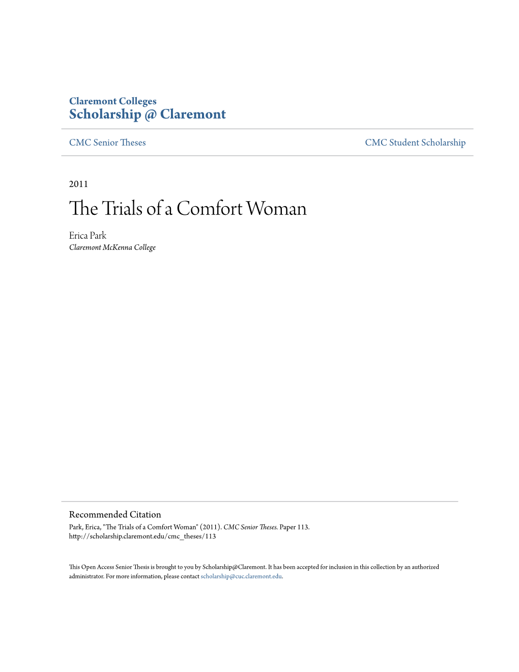 The Trials of a Comfort Woman