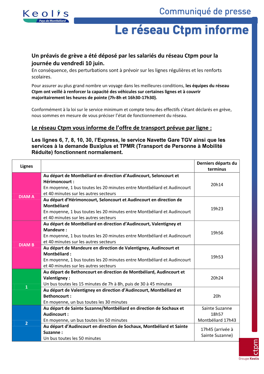 Un Préavis De Grève a Été Déposé Par Les Salariés Du Réseau Ctpm Pour La Journée Du Vendredi 10 Juin