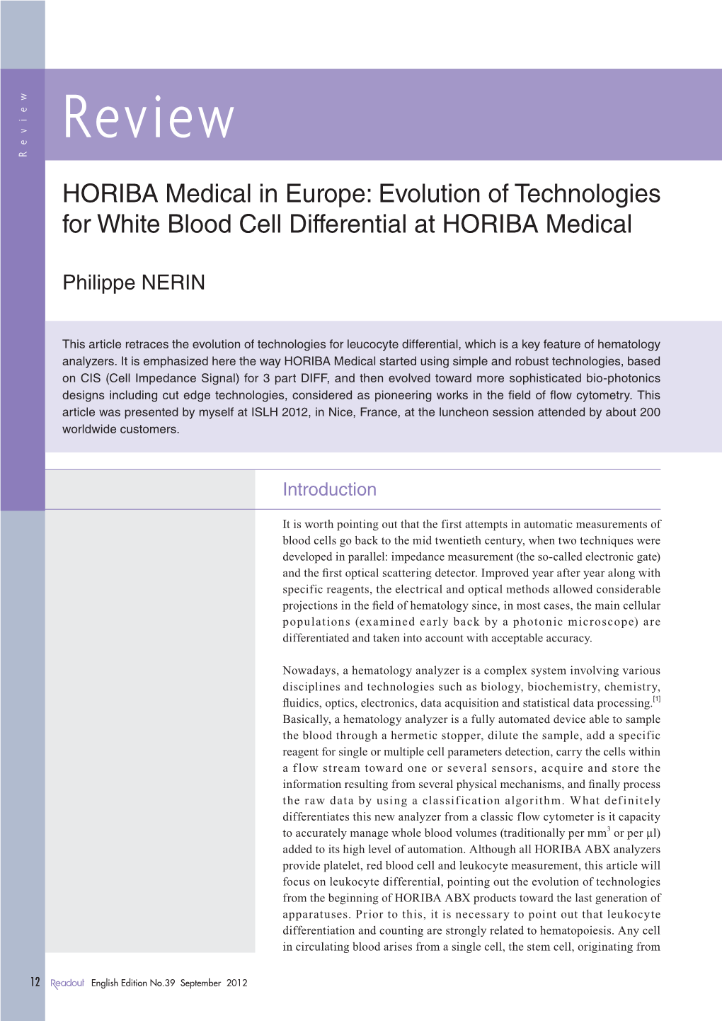 Evolution of Technologies for White Blood Cell Differential at HORIBA Medical