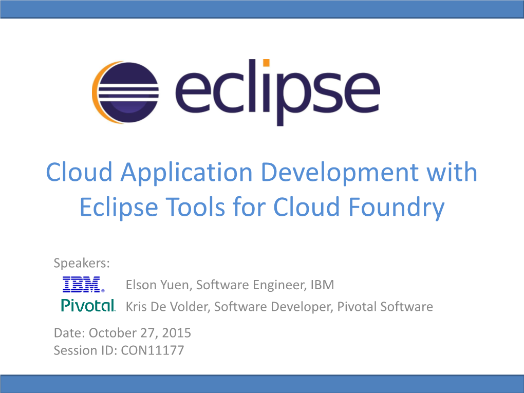 Cloud Application Development with Eclipse Tools for Cloud Foundry