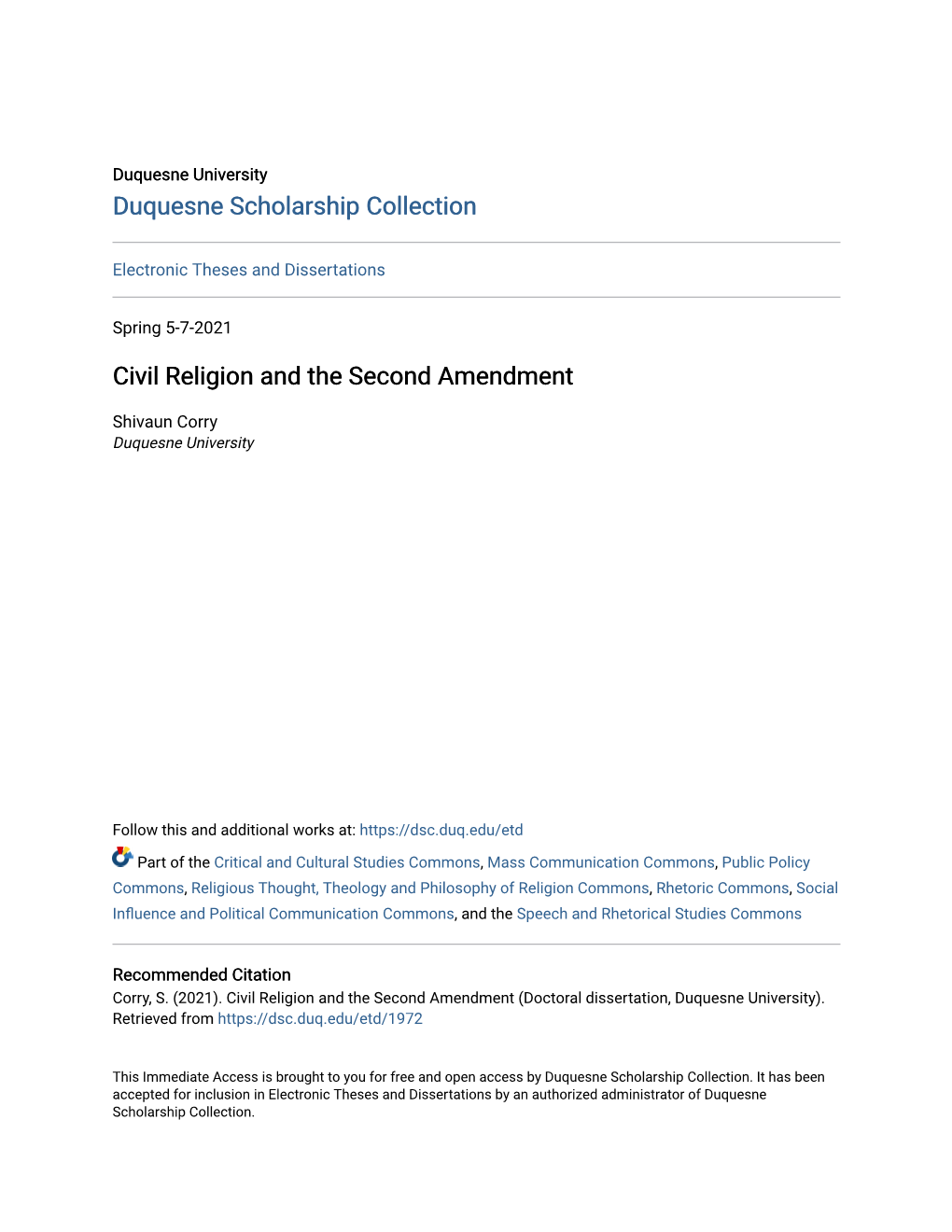 Civil Religion and the Second Amendment