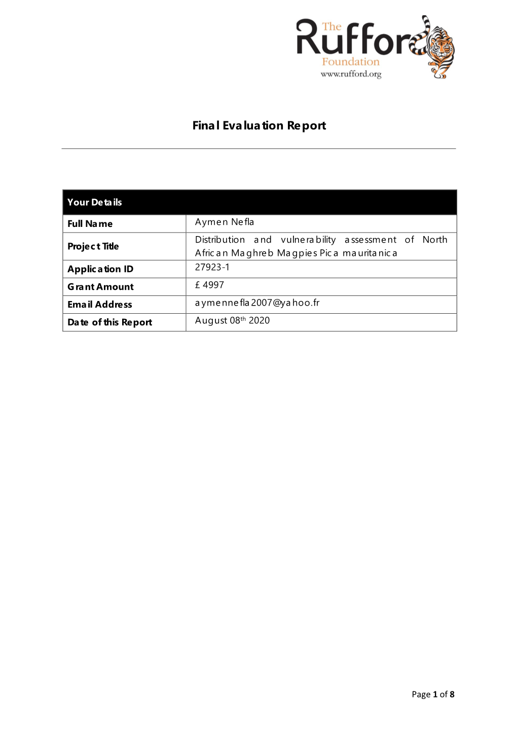 Final Evaluation Report