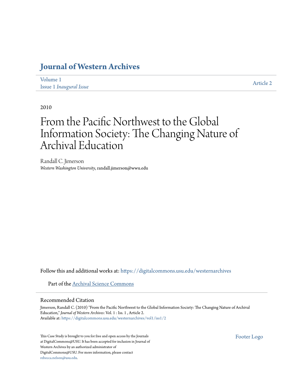 The Changing Nature of Archival Education