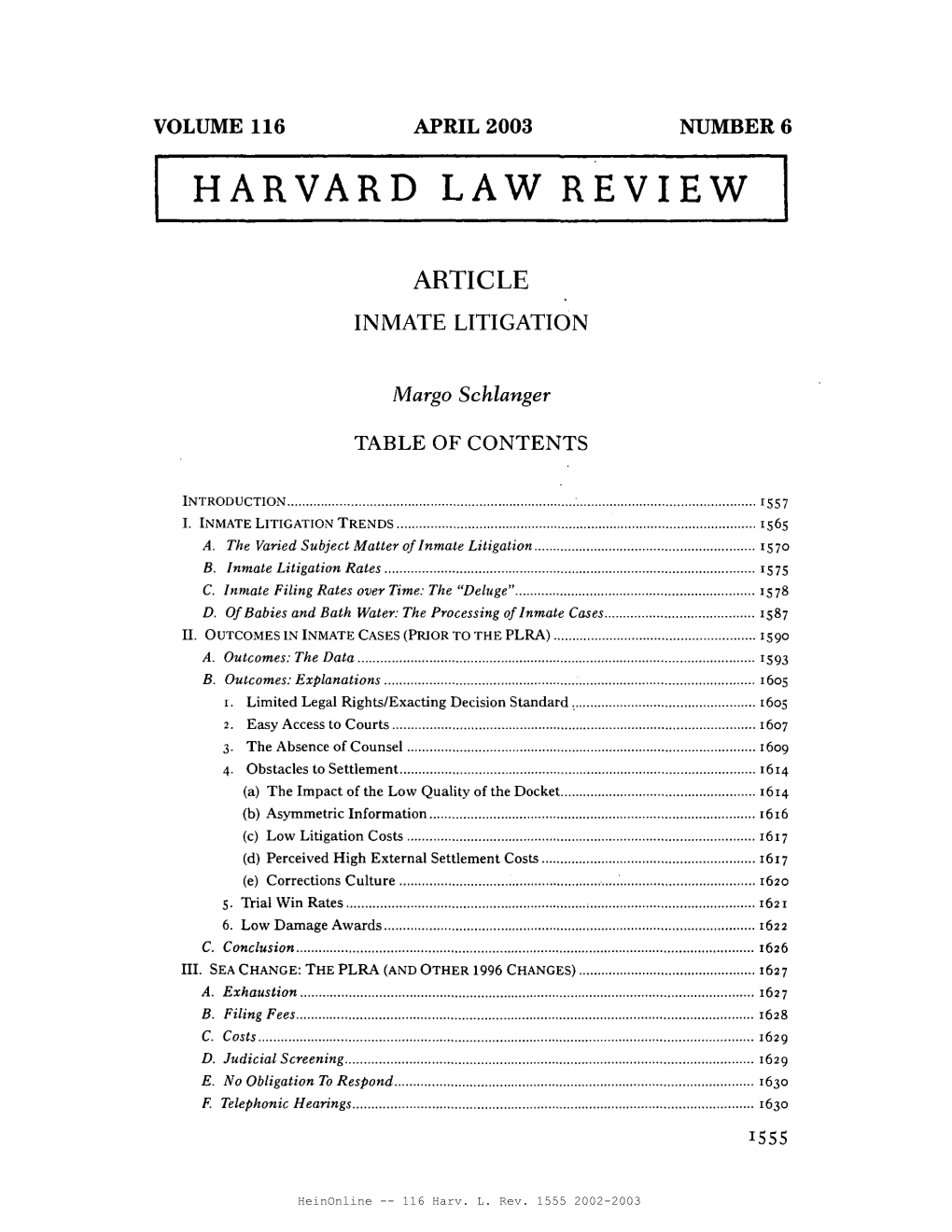 Harvard Law Review I