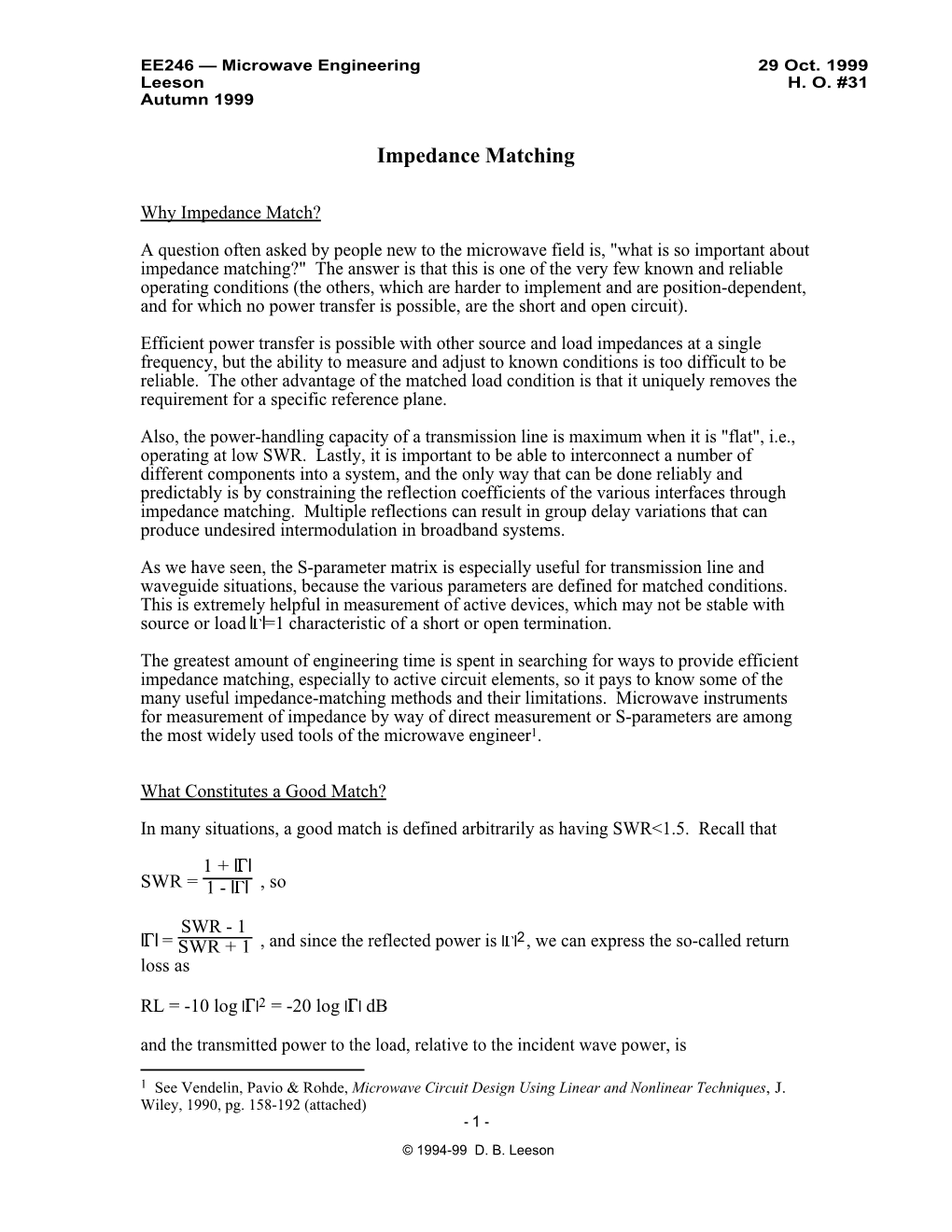 Impedance Matching