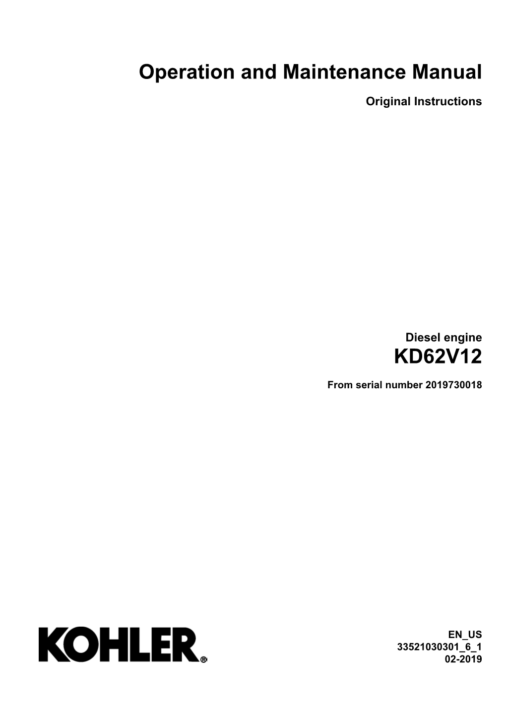 Operation and Maintenance Manual KD62V12