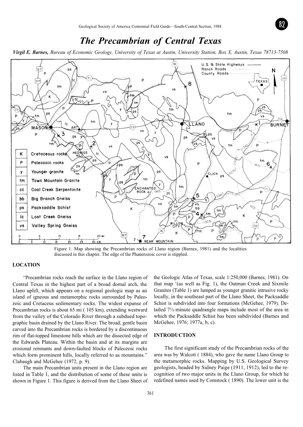 The Precambrian of Central Texas Virgil E